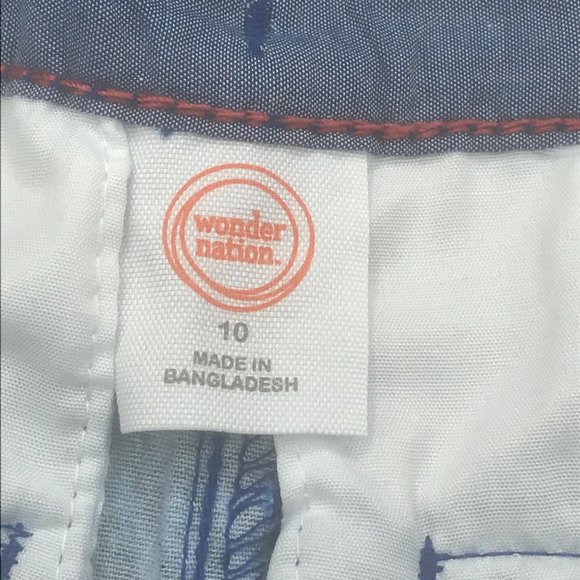 Wonder Nation Boy's Size 10 Adjustable Waist Flat Front Short Blue Palm Leaf New - Picture 5 of 13